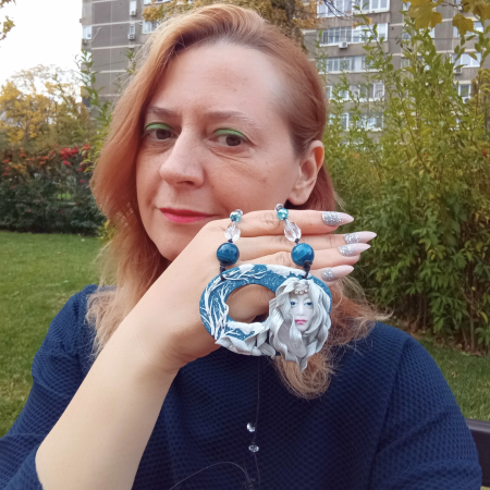 Pandantiv UNICAT „Zâna Iernii” – argilă polimerică si cuart, lucrat manual [5]