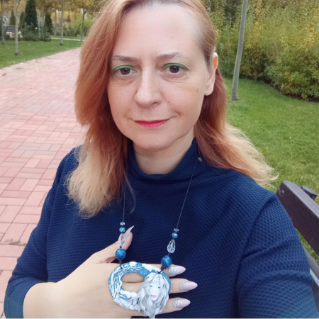 Pandantiv UNICAT „Zâna Iernii” – argilă polimerică si cuart, lucrat manual [4]