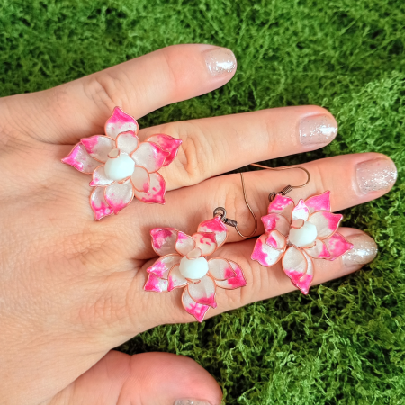 Seturi flori - Set bijuterii handmade Lotus Roz