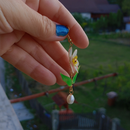 Set cercei si inel flori albe [13]