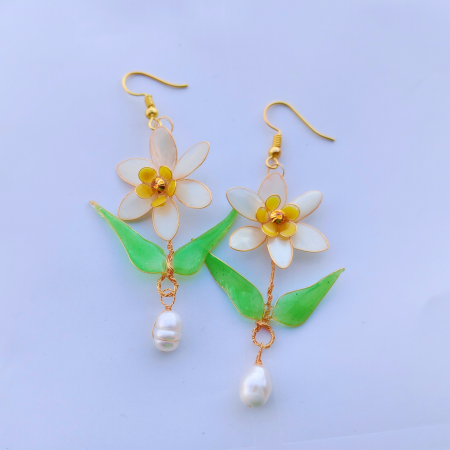 Set cercei si inel flori albe [19]