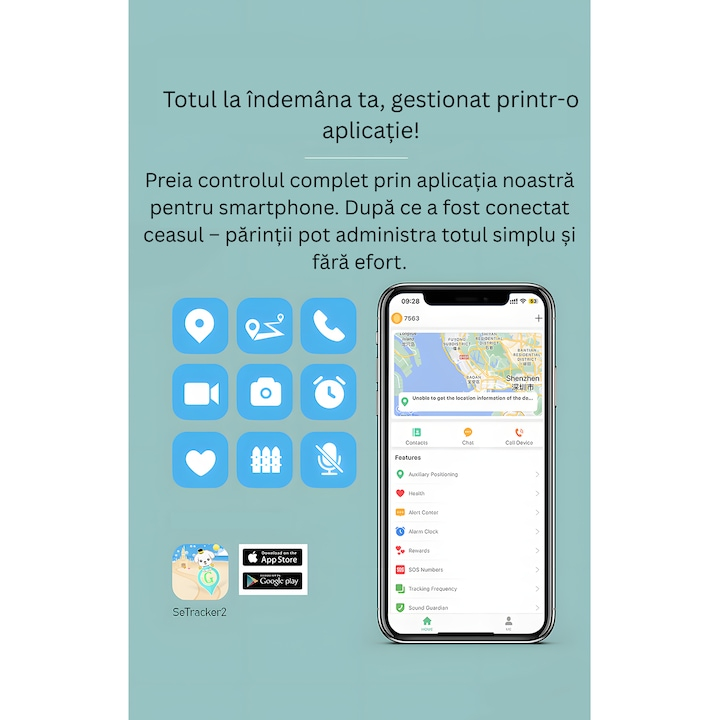 Ceas SmartWatch Premium cu Android si GPS 4G pentru Copii, by VeReTech, Ecran Amoled de 1.78 inch, 368*448 Pixeli, WhatsApp, SOS, IP67, Bluetooth, Pozitionare LBS + GPS + WIFI, 22 Canale GPS [5]