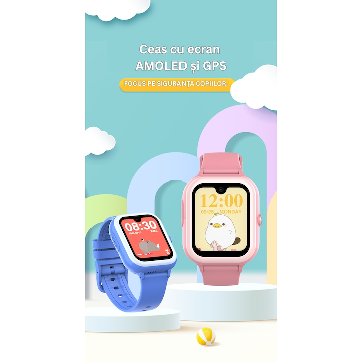 Ceas SmartWatch Premium cu Android si GPS 4G pentru Copii, by VeReTech, Ecran Amoled de 1.78 inch, 368*448 Pixeli, WhatsApp, SOS, IP67, Bluetooth, Pozitionare LBS + GPS + WIFI, 22 Canale GPS [8]