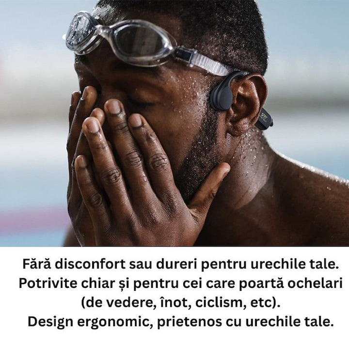 Casti Premium VeReTech, prin Conductie Osoasa, Wireless, Bluetooth 5.4, 200 Mah, High Definition Sound, Incarcare Magnetica, Capacitate de Stocare 32 GB, Alb [5]