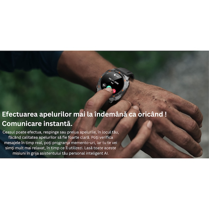 Ceas SmartWatch Premium cu ChatGPT, by VeReTech, Cadran Rotativ, Ecran Amoled de 1.43 inch, 466*466 Pixeli, IP68, Bluetooth 5.4, Spo2, Ritm Cardiac, Somn, 200 Moduri Sport, Comenzi Vocale prin AI [8]