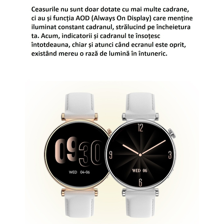Ceas SmartWatch Premium de Dama, by VeReTech, Ecran Super Amoled de 1.32 inch, 466*466 Pixeli, IP68, Bluetooth 5.3, NFC, cu 37 Aplicatii, Temperatura, Spo2, Ritm Cardiac, Tensiune, Somn, Multi Sport [4]