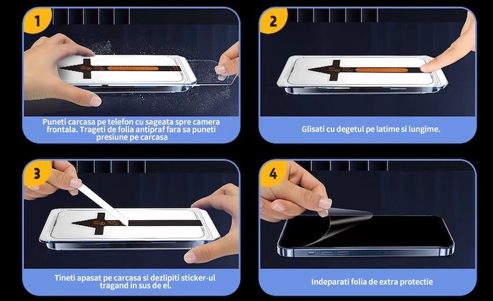 Folie de Protecție Clear, InstaShield by VeReTech pentru iPhone 16 Pro Max, cu Kit de Aplicare Instantă și Funcție Automată de Îndepărtare a Prafului, din Sticlă Securizată 9H+, Claritate Super HD [2]