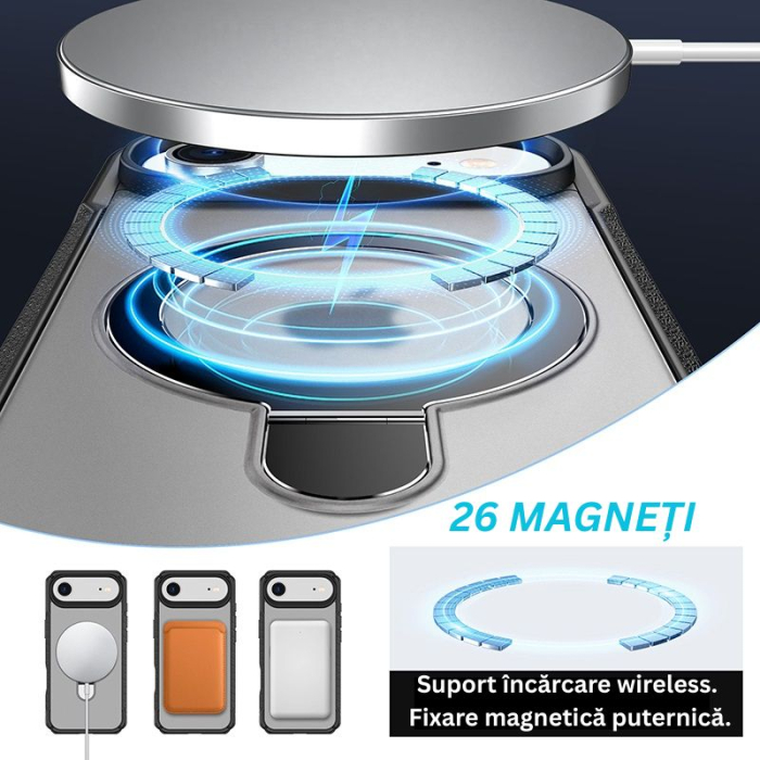 Husă de protecție, VeReTech, pentru iPhone 17 Air, gri, inel magnetic ajustabil, compatibil MagSafe [4]