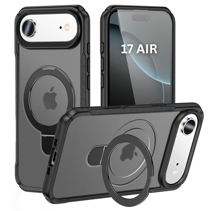 Husă de protecție, VeReTech, pentru iPhone 17 Air, gri, inel magnetic ajustabil, compatibil MagSafe [1]