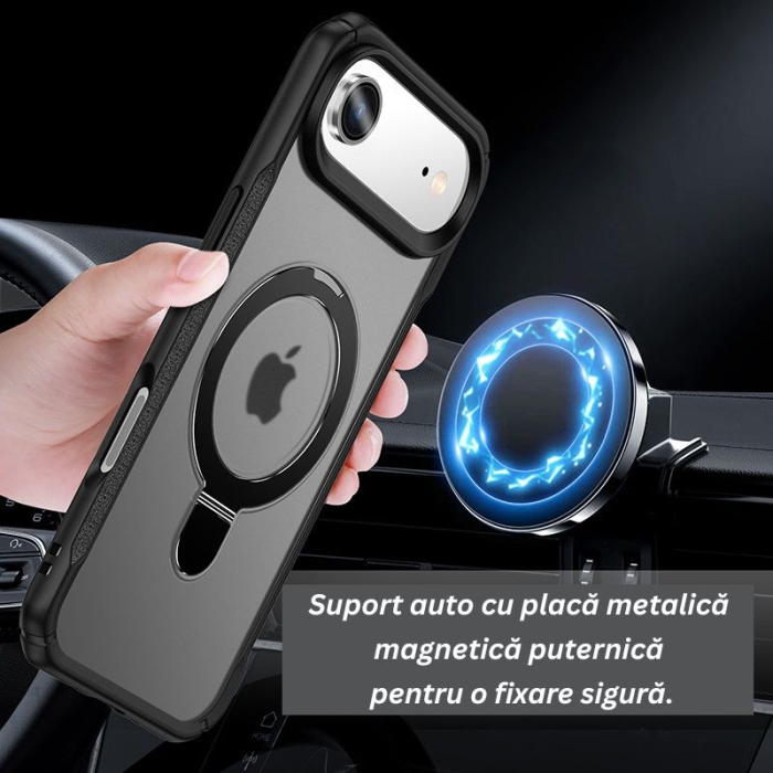 Husă de protecție, VeReTech, pentru iPhone 17 Air, gri, inel magnetic ajustabil, compatibil MagSafe [7]