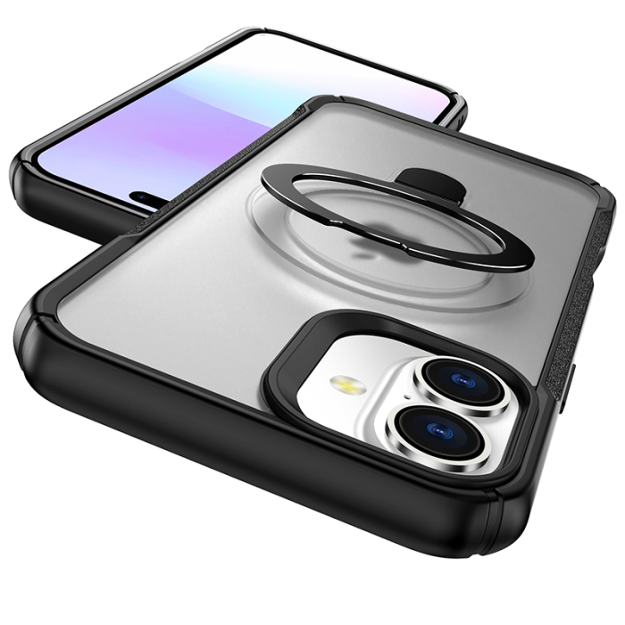 Husă de protecție VeReTech pentru iPhone 17, cu inel magnetic ajustabil, gri, TPU x policarbonat [2]