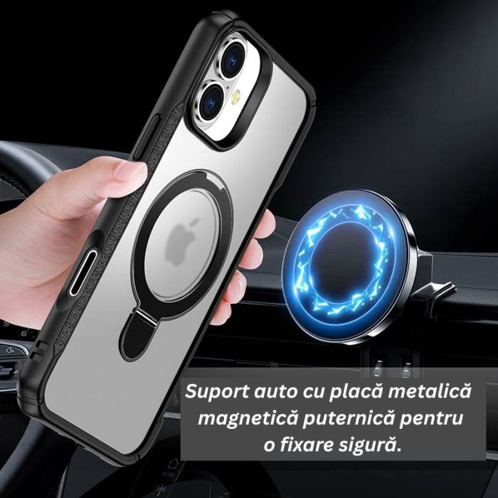 Husă de protecție VeReTech pentru iPhone 17, cu inel magnetic ajustabil, gri, TPU x policarbonat [7]