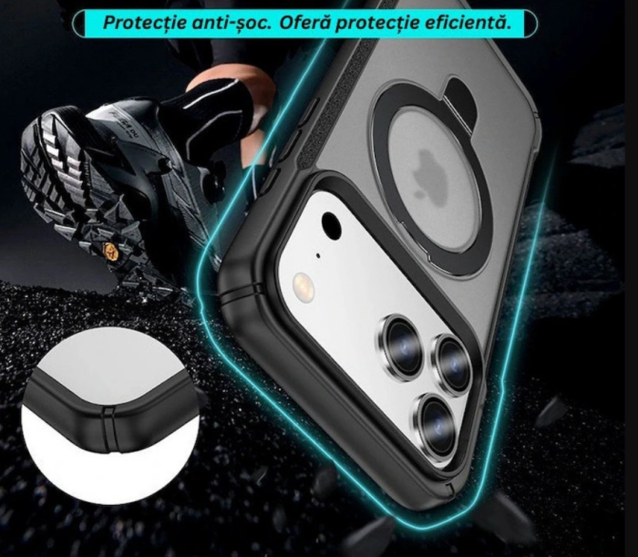 Husă de Protecție VeReTech pentru iPhone 17 Pro, Inel Magnetic Ajustabil, Gri [2]