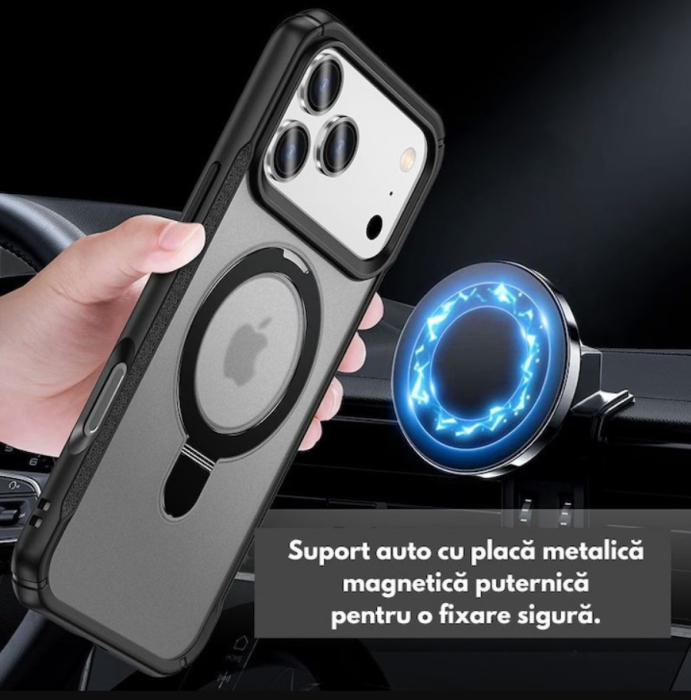 Husă de Protecție VeReTech pentru iPhone 17 Pro, Inel Magnetic Ajustabil, Gri [3]