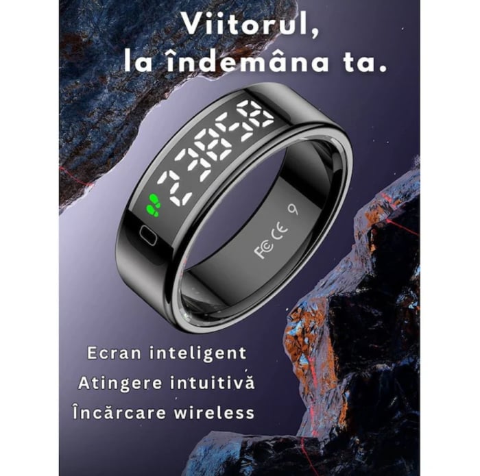 Inel Inteligent Smart Ring Marimea 13, by VeReTech, cu Monitorizare Avansata, Puls, Pasi, Somn, Calorii si Stres, Afisaj LED, Functie de Controller, Bluetooth, Rezistent la Apa 1 ATM, Compatibil Andro [3]