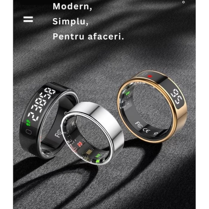 Inel Inteligent Smart Ring Marimea 13, by VeReTech, cu Monitorizare Avansata, Puls, Pasi, Somn, Calorii si Stres, Afisaj LED, Functie de Controller, Bluetooth, Rezistent la Apa 1 ATM, Compatibil Andro [2]