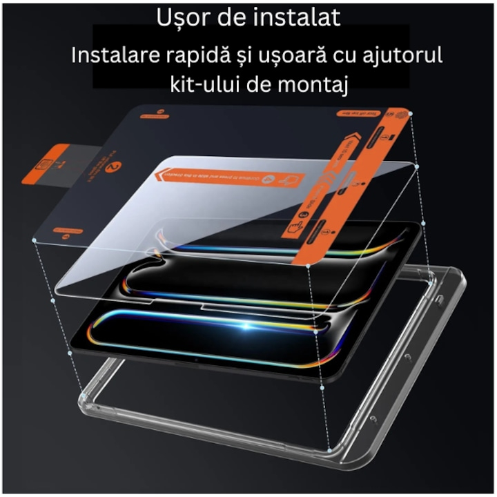 Set 2 Folii InstaShield by VeReTech pentru iPad 10(2022) 10.9", cu Kit de Aplicare Instanta si Functie Automata de Indepartare a Prafului, din Sticla Securizata 9H+, Ultra Claritate Super HD, Tratamen [5]