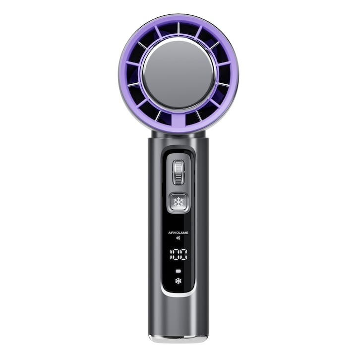 Ventilator de Mana Ultra-Compact CoolMaster by VeReTech, Portabil, cu Ecran LCD, Disc de Refrigerare, 100 Nivele de Intensitate si Display Nivel Baterie, Incarcare Rapida, cu Cablu USB Tip C Inclus, N [2]