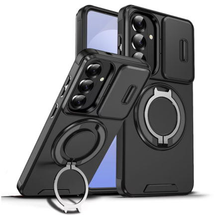 Huse pentru protecție - Husa de Protectie VeReTech, Premium, pentru S26 Plus din Silicon, cu Inel Ajustabil, Acoperire Camera, Compatibila cu Incarcarea Wireless, Negru