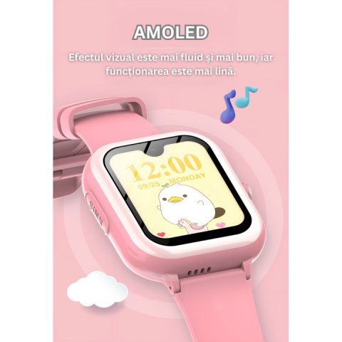 Ceas SmartWatch Premium cu Android si GPS 4G pentru Copii, by VeReTech, Ecran Amoled de 1.78 inch, 368*448 Pixeli, WhatsApp, SOS, IP67, Bluetooth, Pozitionare LBS + GPS + WIFI, 22 Canale GPS [1]