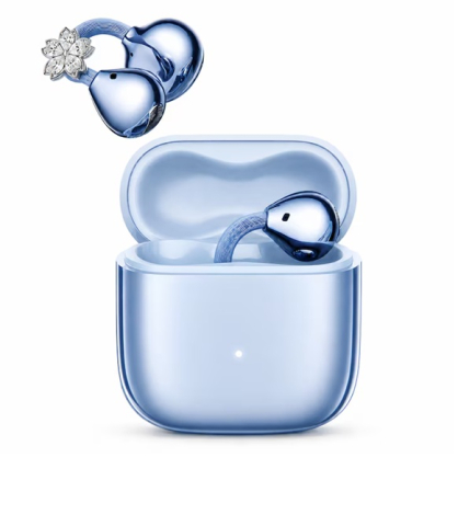 Căști Clip On - Open Ear - Casti Open-Ear Premium VeReTech Albastru cu Cercei Cristal Bluetooth 6.0
