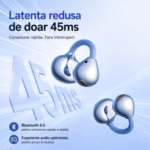 Casti Open-Ear Premium VeReTech Albastru cu Cercei Cristal Bluetooth 6.0 [2]