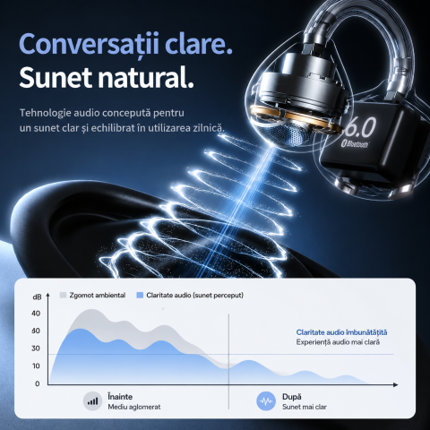 Casti Open-Ear Premium VeReTech Albastru cu Cercei Cristal Bluetooth 6.0 [3]