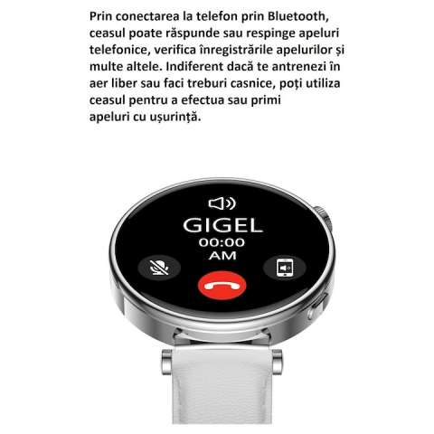 Ceas SmartWatch Premium de Dama, by VeReTech, Ecran Super Amoled de 1.32 inch, 466*466 Pixeli, IP68, Bluetooth 5.3, NFC, cu 37 Aplicatii, Temperatura, Spo2, Ritm Cardiac, Tensiune, Somn, Multi Sport [2]