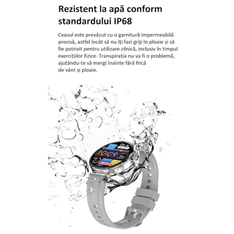 Ceas SmartWatch Premium de Dama, VeReTech, Argintiu, Ecran Super Amoled de 1.32 inch, cu 2 Bratari, 466*466 Pixeli, IP68, Bluetooth 5.3, NFC, cu 37 Aplicatii, Spo2, Ritm Cardiac, Tensiune, Somn, Multi [4]