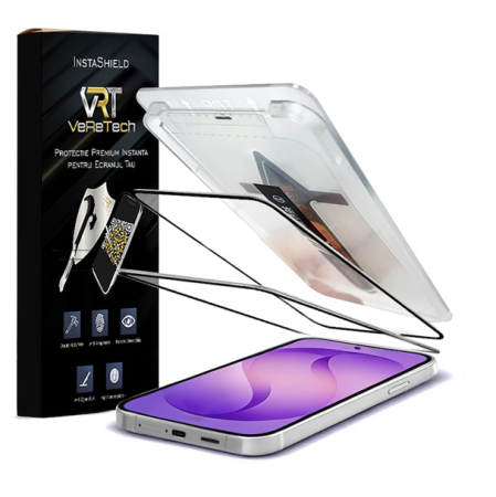 Folii de Protecție InstaShield by VeReTech pentru Samsung - Folie de Protectie Clear, InstaShield by VeReTech pentru Samsung Galaxy S26, cu Kit de Aplicare Instanta si Functie Automata de Indepartare a Prafului, din Sticla Securizata 9H+, Claritate Super HD, T
