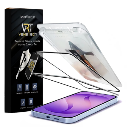 Folii de Protecție InstaShield by VeReTech pentru Samsung - Folie de Protectie Clear, InstaShield by VeReTech pentru Samsung Galaxy S26 Plus, cu Kit de Aplicare Instanta si Functie Automata de Indepartare a Prafului, din Sticla Securizata 9H+, Claritate Super 
