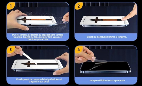 Folie de Protecție Privacy InstaShield by VeReTech pentru iPhone 13, cu Kit de Aplicare Instantă și Funcție Automată de Îndepărtare a Prafului, din Sticlă Securizată 9H+, Ultra Claritate Super HD [1]