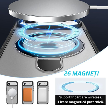 Husă de protecție, VeReTech, pentru iPhone 17 Air, gri, inel magnetic ajustabil, compatibil MagSafe [3]