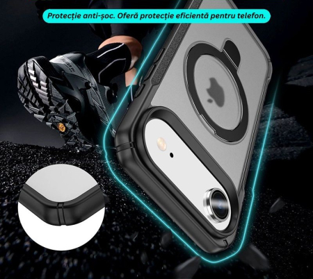 Husă de protecție, VeReTech, pentru iPhone 17 Air, gri, inel magnetic ajustabil, compatibil MagSafe [4]