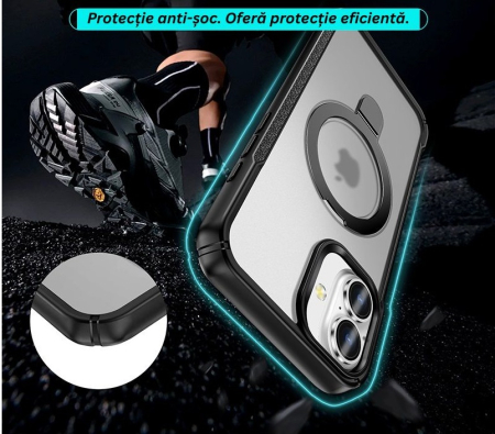 Husă de protecție VeReTech pentru iPhone 17, cu inel magnetic ajustabil, gri, TPU x policarbonat [4]