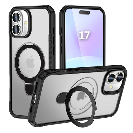 Huse pentru protecție - Husă de protecție VeReTech pentru iPhone 17, cu inel magnetic ajustabil, gri, TPU x policarbonat