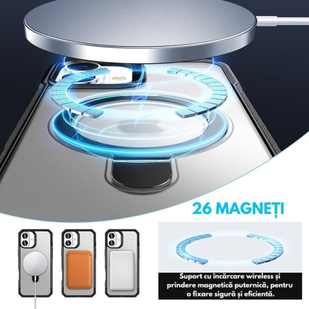 Husă de protecție VeReTech pentru iPhone 17, cu inel magnetic ajustabil, gri, TPU x policarbonat [3]