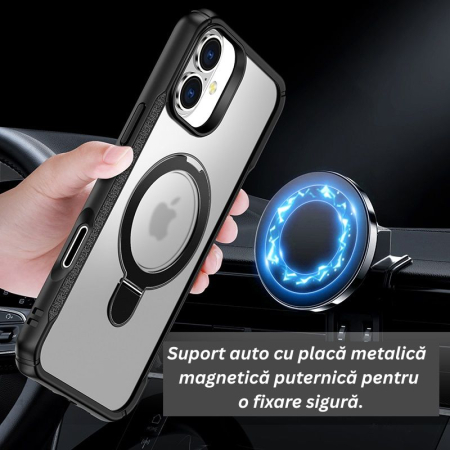 Husă de protecție VeReTech pentru iPhone 17, cu inel magnetic ajustabil, gri, TPU x policarbonat [6]