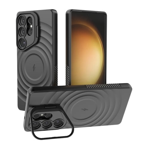 Huse pentru protecție - Husă de Protecție VeReTech, Premium, pentru S25 Ultra din Silicon, cu Inel Ajustabil în Dreptul Camerei, Compatibilă cu Încărcarea Wireless, Gri Închis