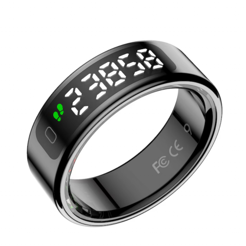 Inele inteligente - Inel Inteligent Smart Ring by VeReTech, Marimea 12, cu Monitorizare Avansata, Puls, Pasi, Somn, Calorii si Stres, Afisaj LED, Functie de Controller, Bluetooth, Rezistent la Apa 1 ATM, Compatibil Andro