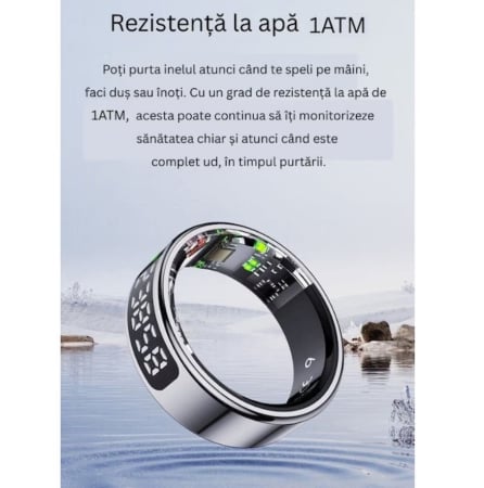 Inel Inteligent Smart Ring Marimea 13, by VeReTech, cu Monitorizare Avansata, Puls, Pasi, Somn, Calorii si Stres, Afisaj LED, Functie de Controller, Bluetooth, Rezistent la Apa 1 ATM, Compatibil Andro [5]