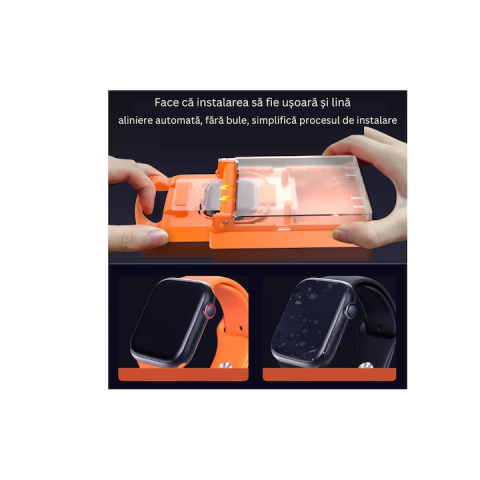 Set 2 Folii de Protectie InstaShield by VeReTech pentru Apple Watch Series 10 de 46 mm, cu Kit de Aplicare Instanta si Functie Automata de Indepartare a Prafului [5]