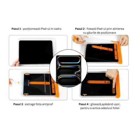 Set 2 Folii de Protecție InstaShield by VeReTech pentru iPad Air(2024) 11", cu Kit de Aplicare Instantă și Funcție Automată de Îndepărtare a Prafului, din Sticlă Securizată 9H+, Ultra Claritate Super  [6]