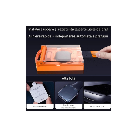 Set 2 Folii InstaShield by VeReTech pentru Apple Watch Series 10 de 42 mm, cu Kit de Aplicare Instanta si Functie Automata de Indepartare a Prafului [3]