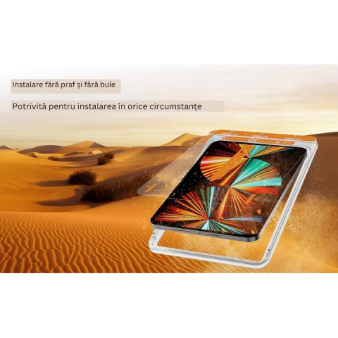 Set 2 Folii InstaShield by VeReTech pentru iPad 10(2022) 10.9", cu Kit de Aplicare Instanta si Functie Automata de Indepartare a Prafului, din Sticla Securizata 9H+, Ultra Claritate Super HD, Tratamen [5]