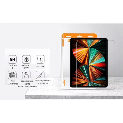 Set 2 Folii InstaShield by VeReTech pentru iPad 10(2022) 10.9", cu Kit de Aplicare Instanta si Functie Automata de Indepartare a Prafului, din Sticla Securizata 9H+, Ultra Claritate Super HD, Tratamen [6]