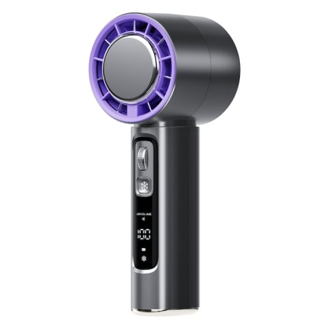 Ventilatoare portabile - Ventilator de Mana Ultra-Compact CoolMaster by VeReTech, Portabil, cu Ecran LCD, Disc de Refrigerare, 100 Nivele de Intensitate si Display Nivel Baterie, Incarcare Rapida, cu Cablu USB Tip C Inclus, N