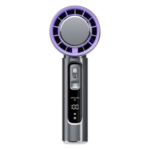 Ventilator de Mana Ultra-Compact CoolMaster by VeReTech, Portabil, cu Ecran LCD, Disc de Refrigerare, 100 Nivele de Intensitate si Display Nivel Baterie, Incarcare Rapida, cu Cablu USB Tip C Inclus, N [1]