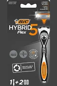 Aparat de ras Hybrid pentru barbati Bic Flex 5, 5 lame, pachet standard, 1 maner + 2 rezerve [1]