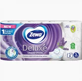Hartie igienica parfumata Zewa Deluxe, lavanda, lila, 3 straturi, 8 role [1]